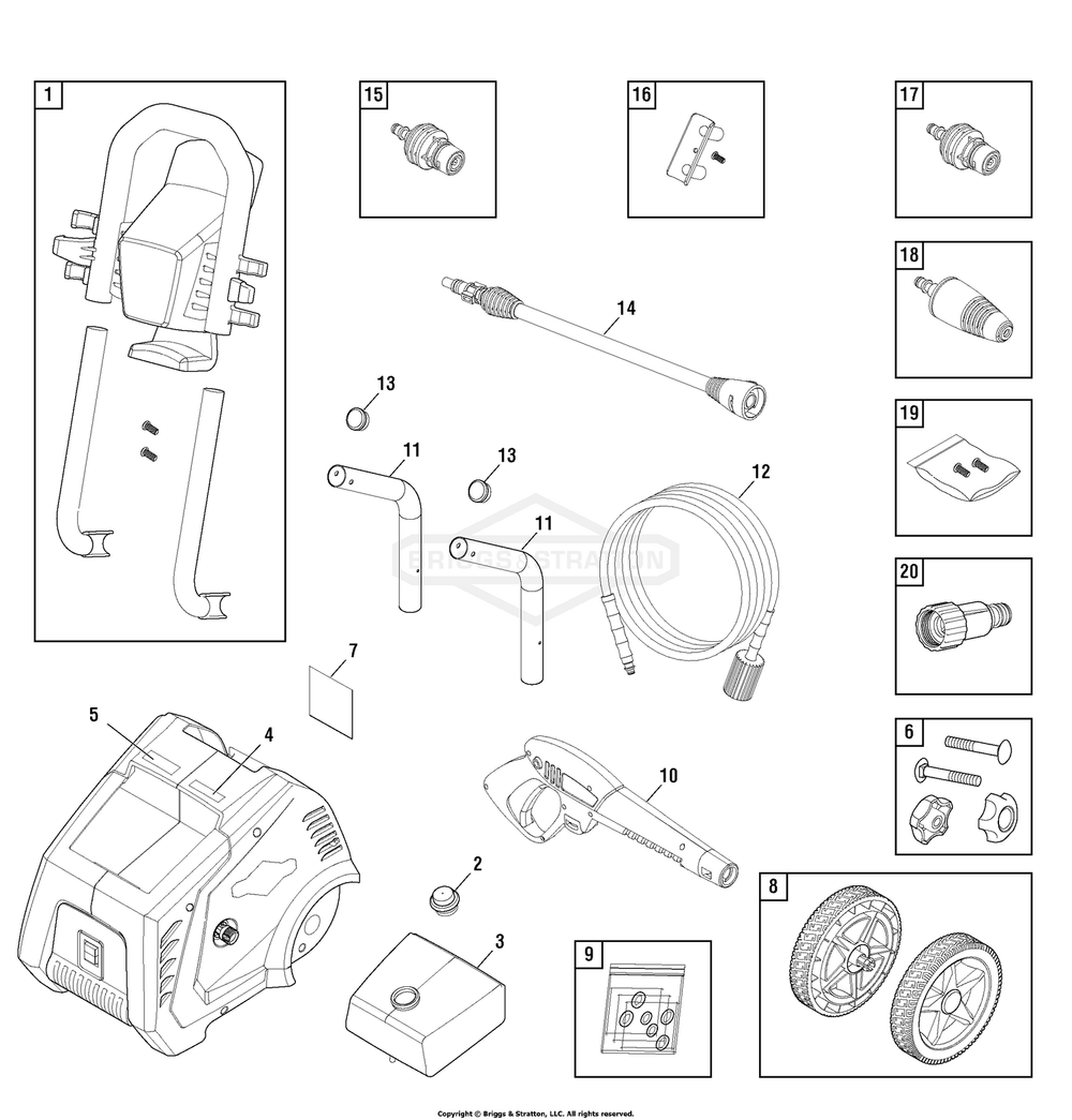 Main Unit (80018162) Diagram and Parts List for 020672-00 BPW1800 Briggs and Stratton Pressure Washer